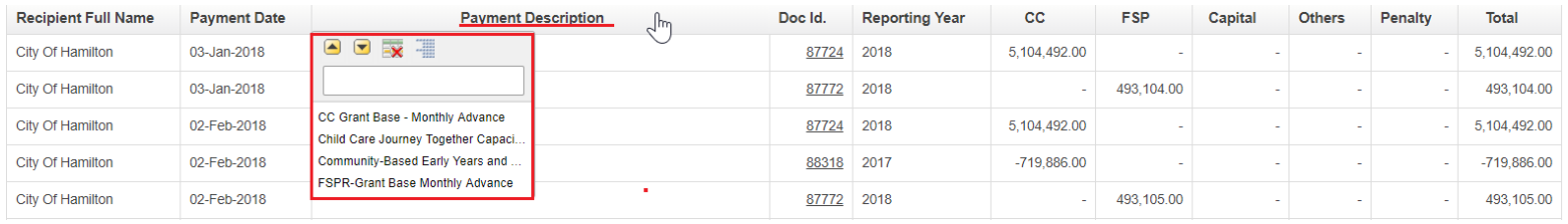 EFIS TP Reporting (Pre-Production): Customization and Filtering