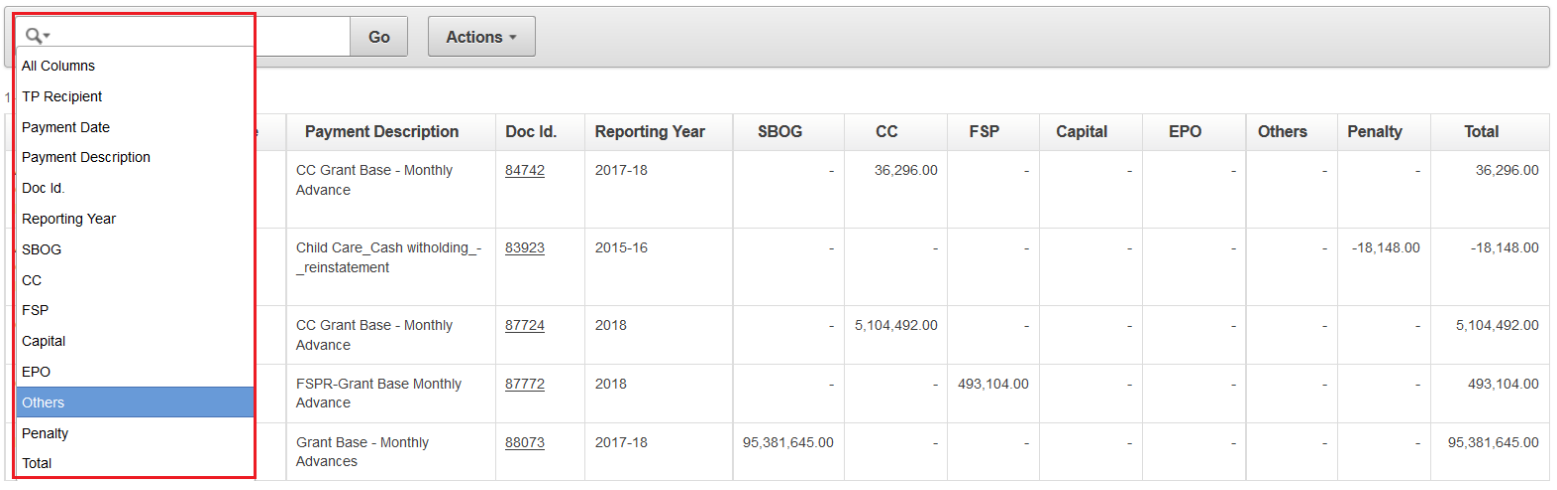 EFIS TP Reporting (Pre-Production): Customization and Filtering