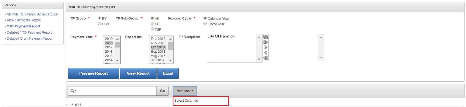 EFIS TP Reporting (Pre-Production): Customization and Filtering