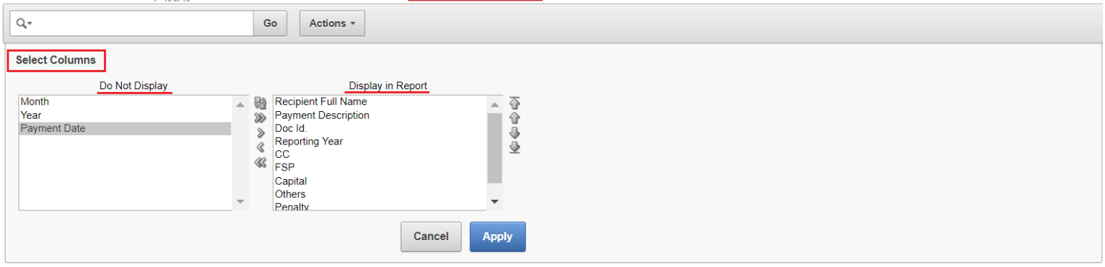 EFIS TP Reporting (Pre-Production): Customization and Filtering