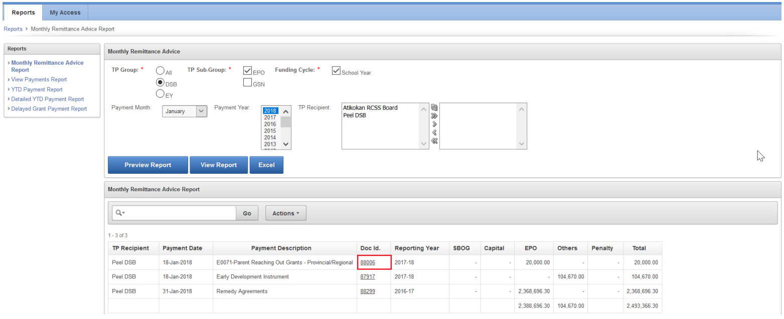 EFIS TP Reporting (Pre-Production): Document Report