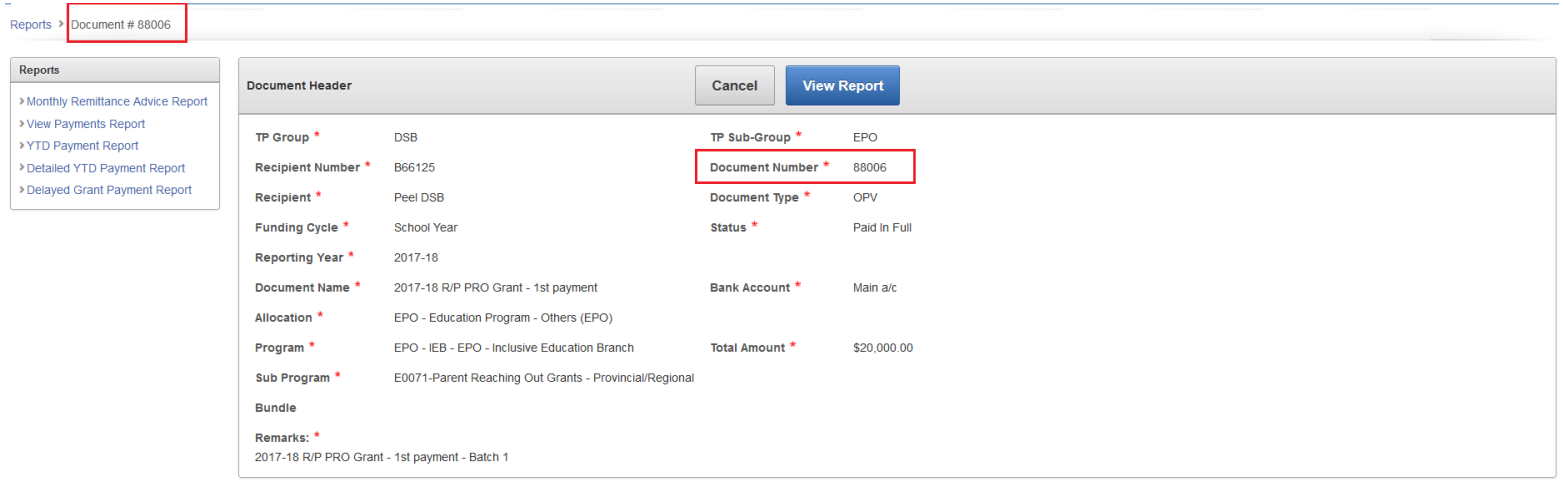 EFIS TP Reporting (Pre-Production): Document Report