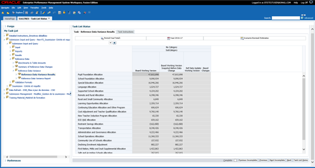 Shows an image of a variance report form