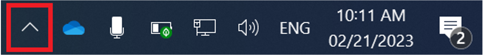 Up arrow located on the Windows Navigation bar