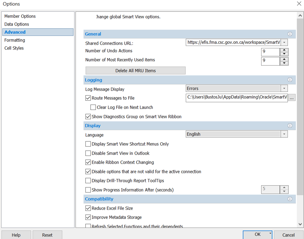 Smartview settings