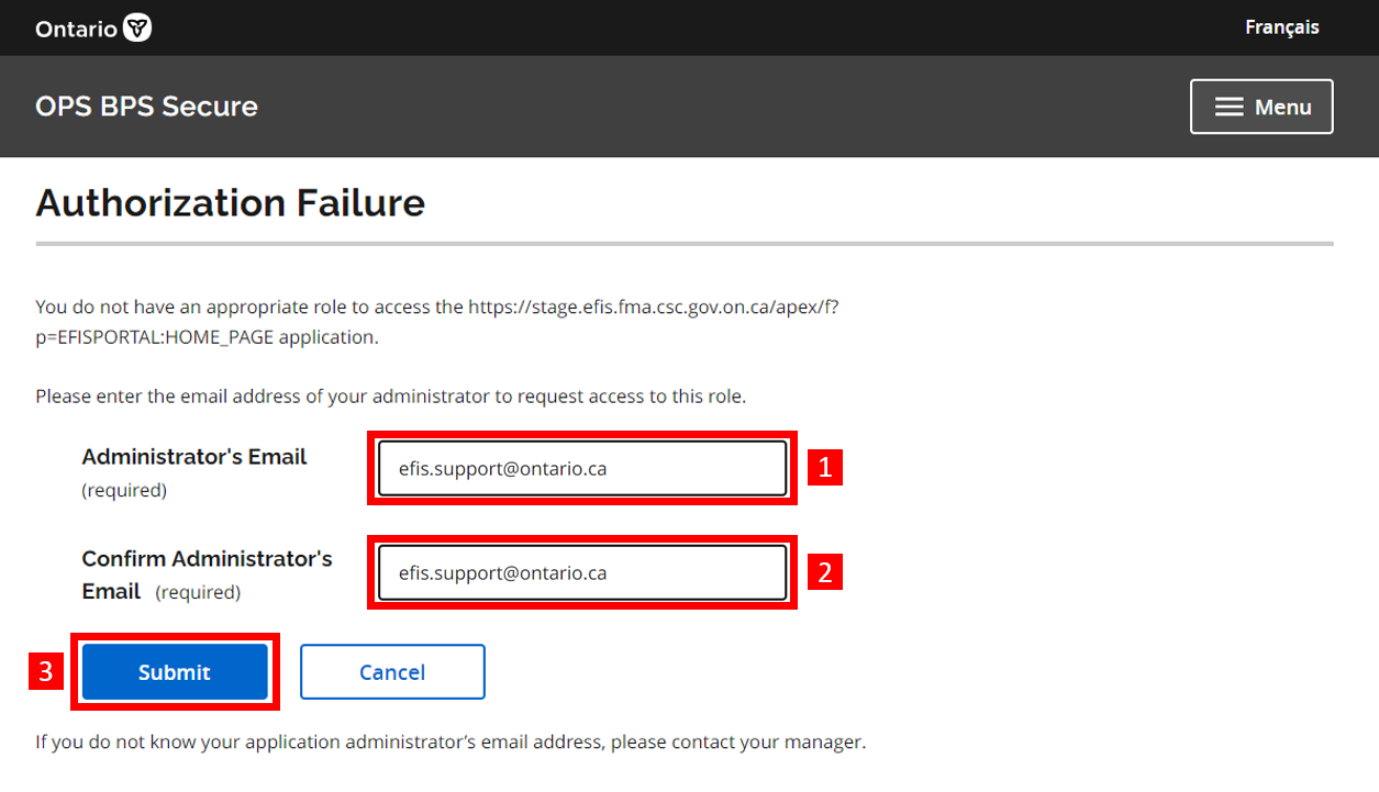 BPS Secure Registration Step 4 Screen; Authorization request