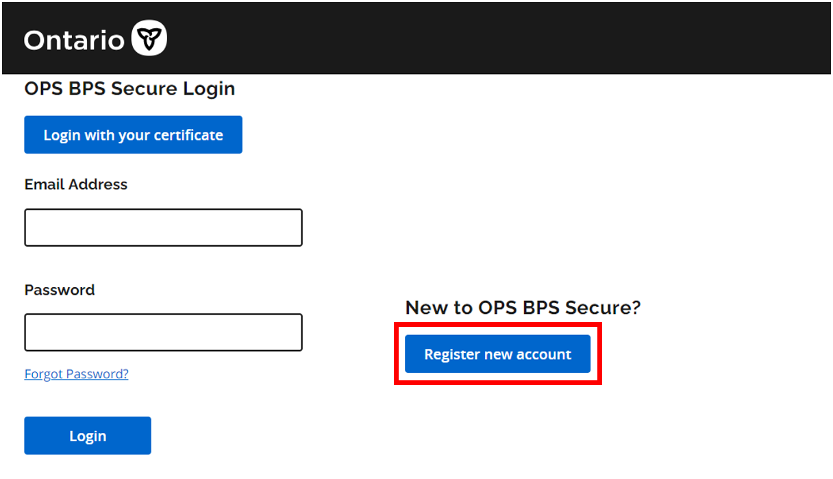 OPS BPS Secure Login Screen