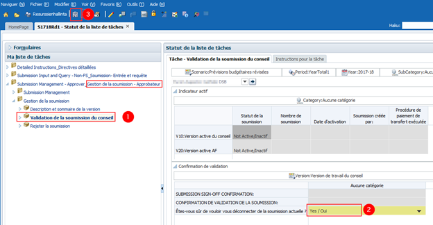 Souligné
            gestion des soumissions - l'approbateur puis l'approbateur du conseil se déconnectent, sélectionnez oui/oui dans Êtes-vous sûr de vouloir
            approuver la soumission actuelle?